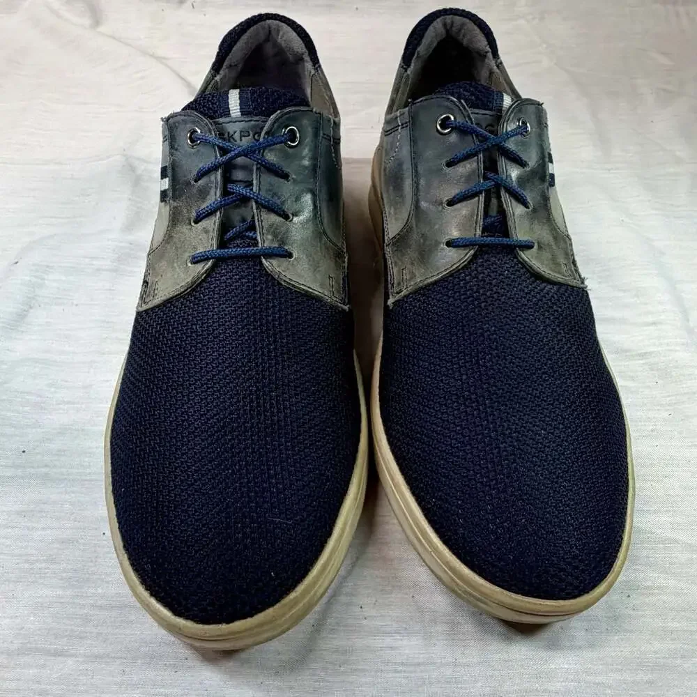 Rockport Zaden Plain Toe Men's Navy Blue Knit and Leather Oxfords Shoes Size 9